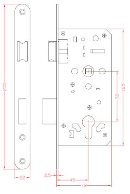 Compleet Poortslot RVS voor enkele tuindeur Type 60