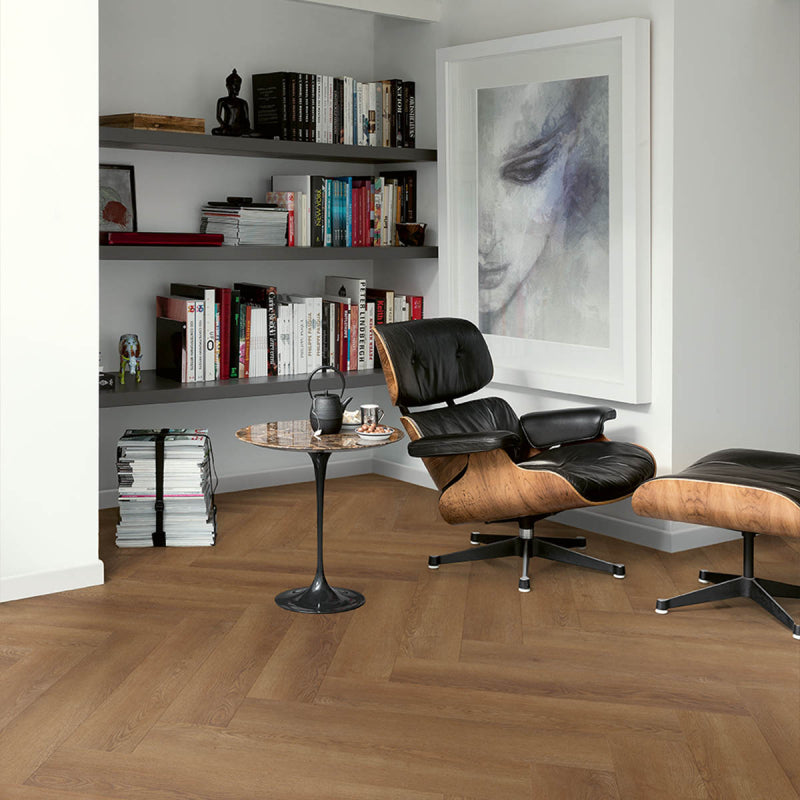 QS PVC plak Visgraat Zonsopgang bruine rustieke eik 2,5mm x15,15cm x 75,75cm