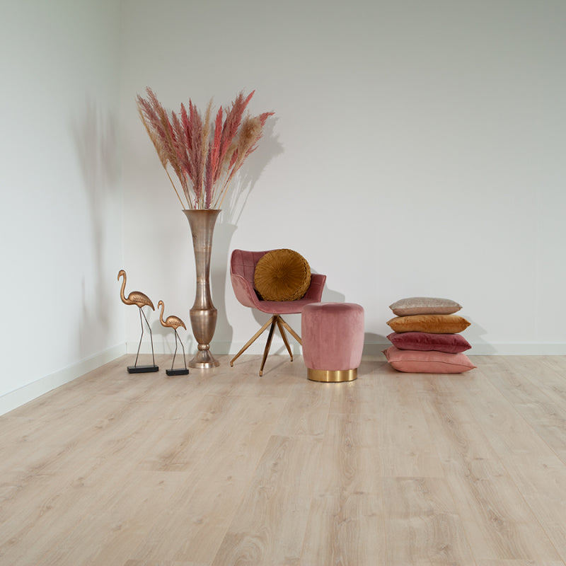 Douwes Dekker Elegant Riante Plank Komijn, licht eiken laminaat met rondom velling