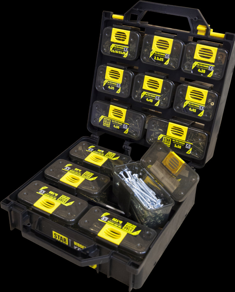 Assortimentskoffer Spaanplaatschroef platkop verzinkt Torx 1350 stuks