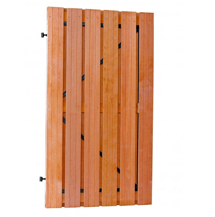 Poortframe met planken verticaal hardhout 1800 x 1000 mm, verstelbaar met slotkast Galvanisch verzinkt zwart