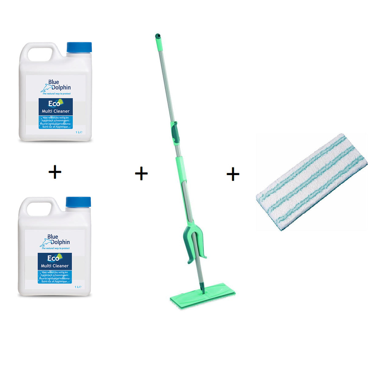 Actie pakket 1 : Leifheit Picobello M vloerwisser 33 cm, 2 stuks Blue Dolphin Multi Cleaner en extra Micro Duo Doek