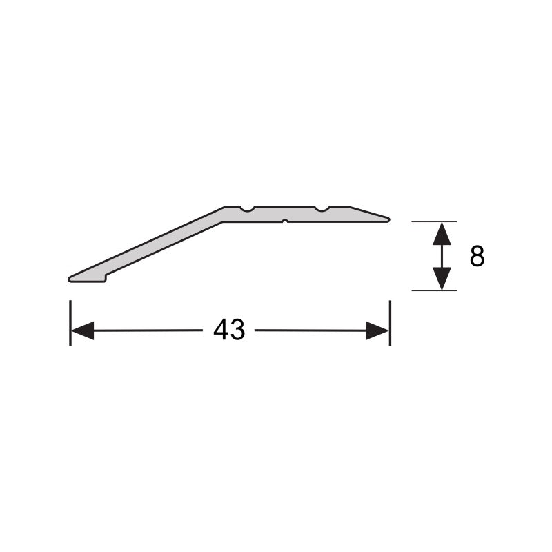 Overgangsprofiel zelfklevend 8 mm alu RVS, 100 cm lang