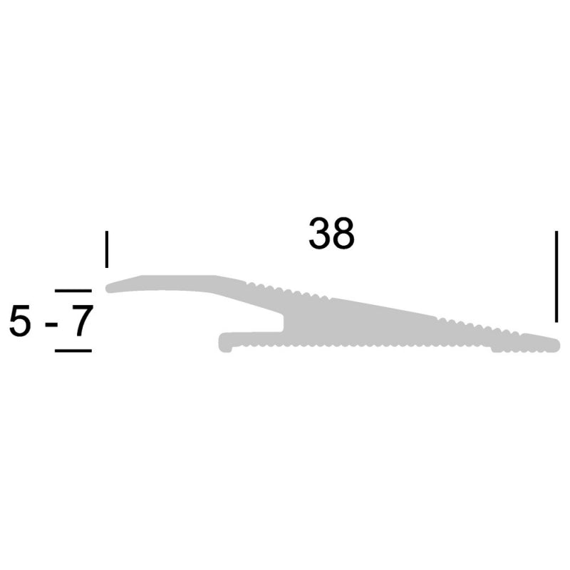 PVC overgangsprofiel schroef 5-7 mm alu RVS, 270cm lang