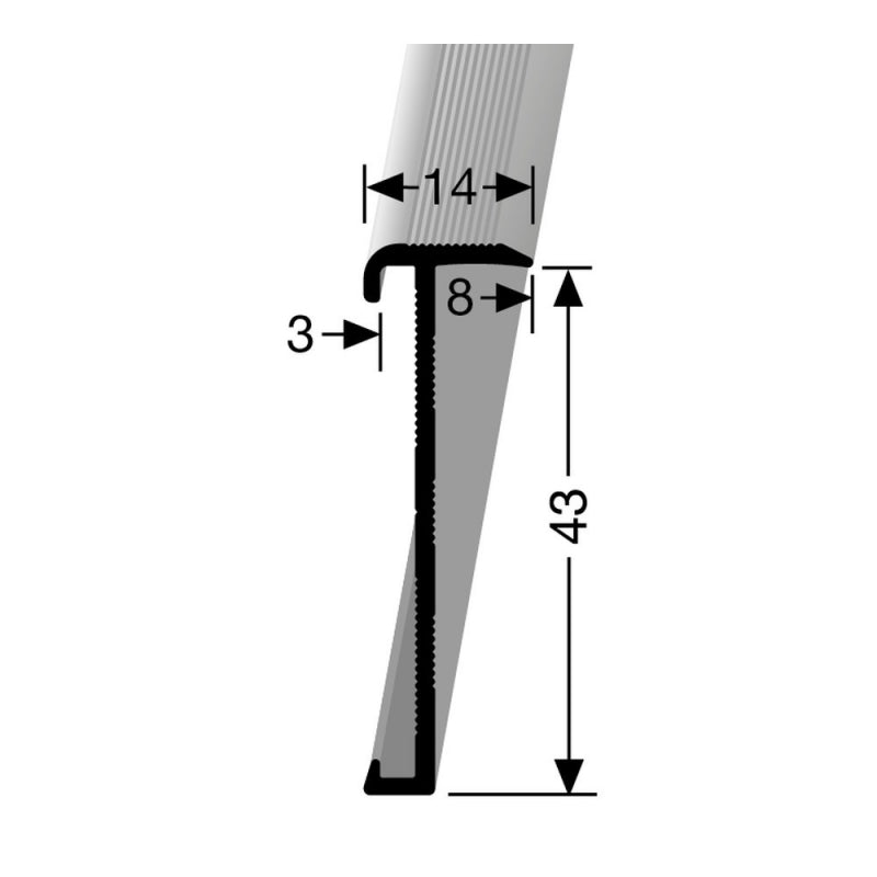 Trapneusprofiel 845 14x43mm tbv 2-3mm PVC zwart, 3m
