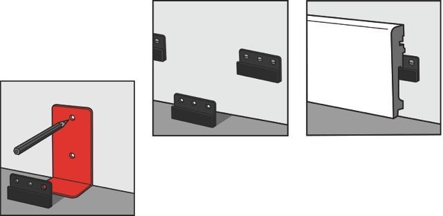 Plintclips (25st)+boormal in zakje