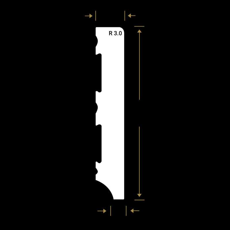 Watervaste kunststof plint Modern recht wit 15x90mm 2,4 meter