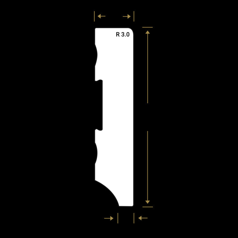 Watervaste kunststof plint Modern recht wit 15x70mm 2,4 meter