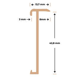 Trapneusprofiel 14 x 43mm Zilver 1m, per set van 4 stuks