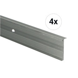 Trapneusprofiel 14 x 43mm Zilver geborsteld 1m, per set van 4 stuks