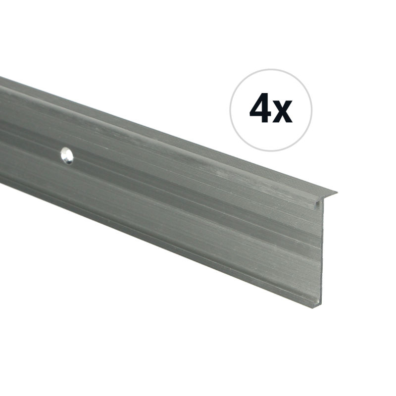 Trapneusprofiel 14 x 43mm Zilver geborsteld 1m, per set van 4 stuks