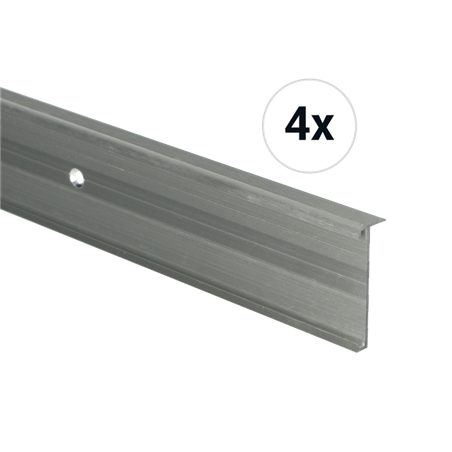 Trapneusprofiel 14 x 43mm Zilver geborsteld 1m, per set van 4 stuks