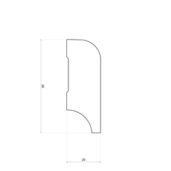 Koloniale plint 58x20 eiken skylt gelakt