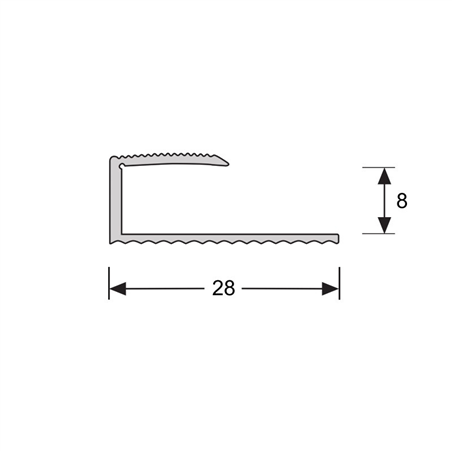 U-profiel 8,1 mm RVS, 90cm lang