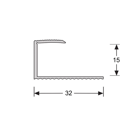 U-profiel 15,6 mm RVS, 270cm lang