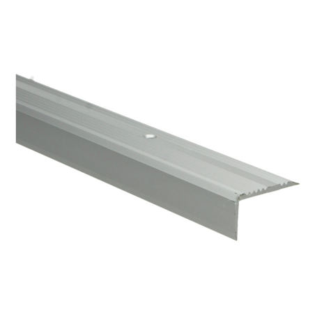 Trapneusprofiel 43x23mm zilver grof antislip, 300cm lang