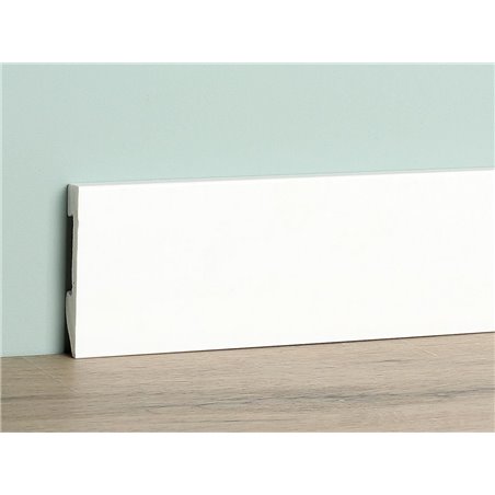 Watervaste kunststof plint recht wit 15x80mm 2,4 meter