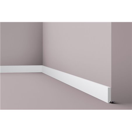 Watervaste kunststof plint recht wit RAL 9016 13x58mm 2,0 meter