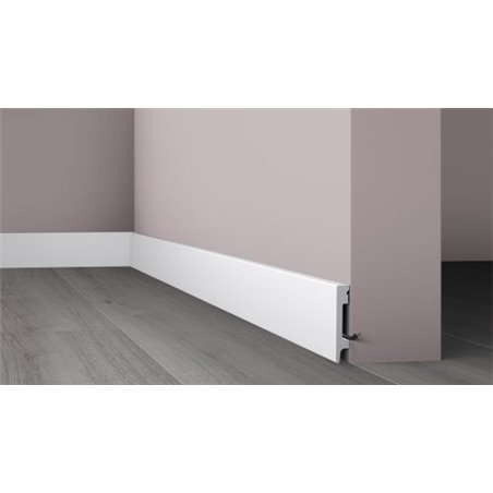 Watervaste kunststof plint recht wit RAL 9016 15x80mm 2,0 meter