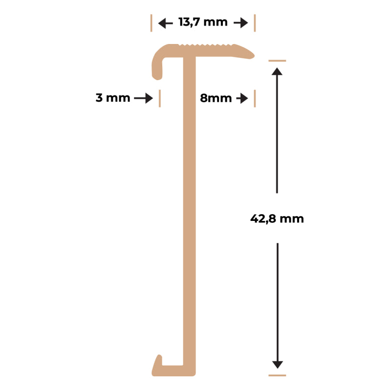 Trapneusprofiel 14 x 43mm Brons 1,5m, per set van 4 stuks