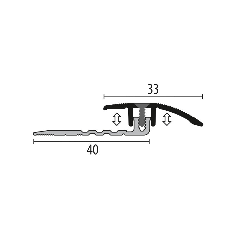 Overgangsprofiel Kuberit PVC klik 4-9,5 mm RVS, 300cm lang